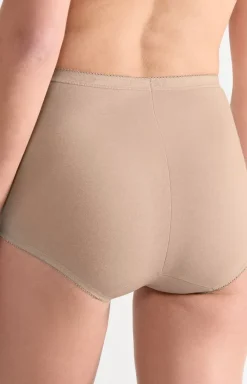 Damskie Sloggi Figi, Stringi, Panty|Figi Z Wysokim Stanem - Basic+ Maxi beżowe wysokie figi damskie 100037
