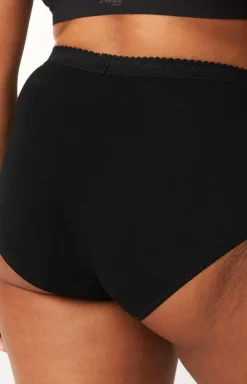 Damskie Sloggi Figi Z Wysokim Stanem|Figi Bawełniane - Control Maxi czarne wysokie figi damskie plus size 10005203