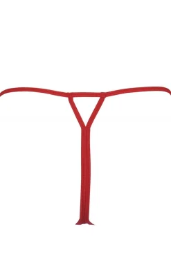 Damskie Axami Stringi Sznurki|Stringi Damskie - Stringi czerwone z otwarty krokie V-9808