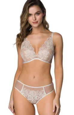 Damskie Mat Stringi Z Koronką|Stringi Damskie - Stringi damskie beż-mleko Frances S-04/4