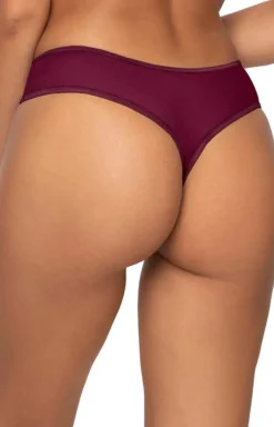 Damskie Mat Stringi Z Koronką|Stringi Damskie - Stringi damskie beżowo-fioletowe Maureen S-08/4