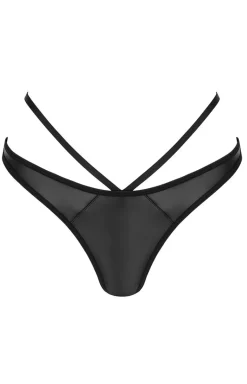 Stringi damskie wetlook z paskami Blackelia