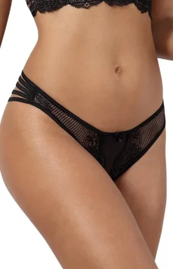 Stringi koronkowe czarne V-10708