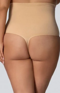 Stringi wyszczuplające z wysokim stanem jasnobeżowe Smoothwear