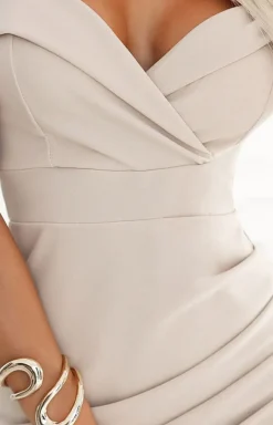 NUMOCO BASIC Moda - Sukienka midi z odkrytymi ramionami 564-5 Callie