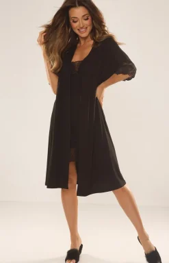 Damskie De Lafense Szlafroki I Peniuary|Bielizna Plus Size - zafrok daki z krótki rękawe Noea 643