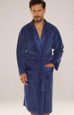 Szlafrok męski długi w kolorze jeans NOBLE 868