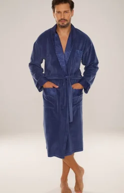 Szlafrok męski długi w kolorze jeans NOBLE 868