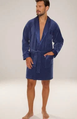 Szlafrok męski krótki w kolorze jeans NOBLE 866