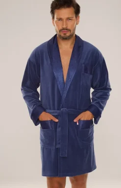 Szlafrok męski krótki w kolorze jeans NOBLE 866