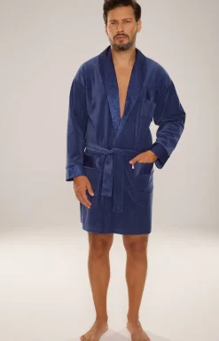 Szlafrok męski krótki w kolorze jeans NOBLE 866