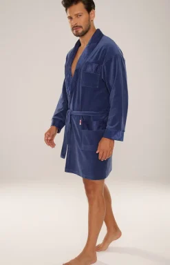 Szlafrok męski krótki w kolorze jeans NOBLE 866