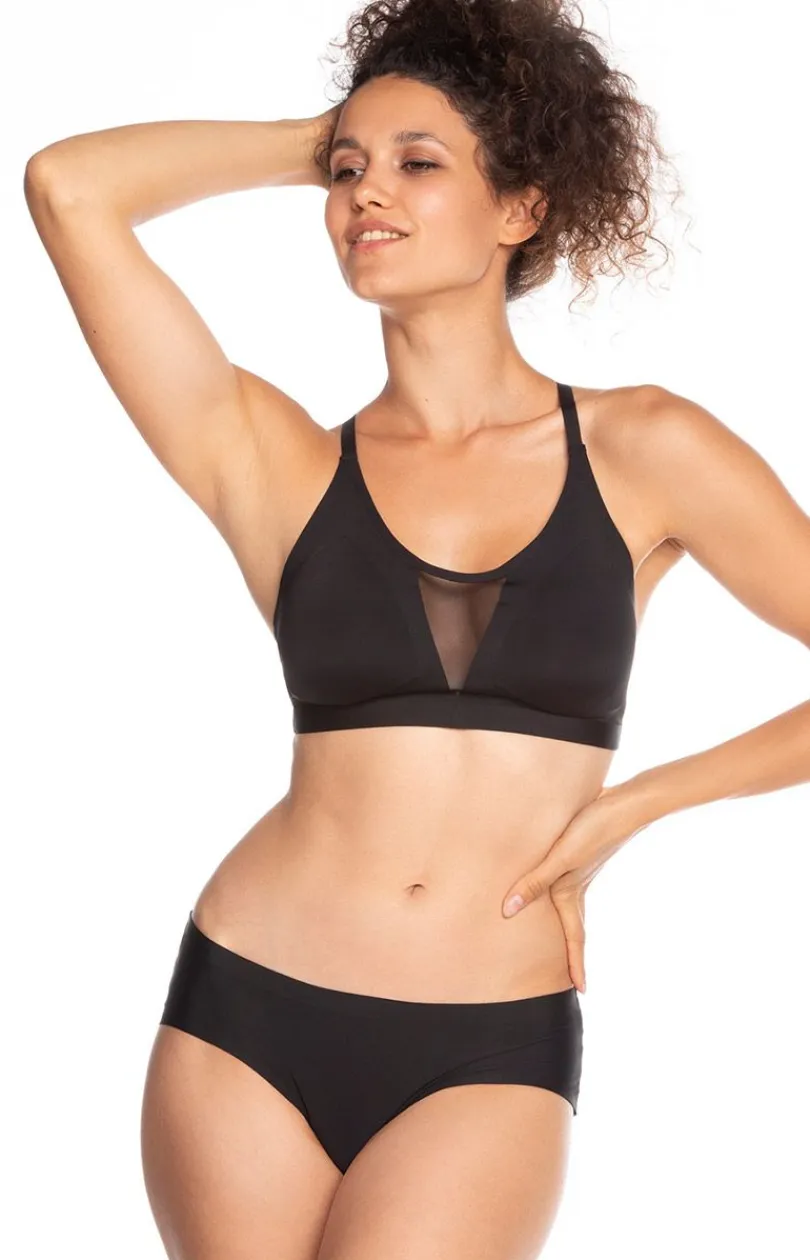 Damskie LAMA Figi Bezszwowe|Panty Damskie - zorty dakie bezzwowe czarne -PO5011-02