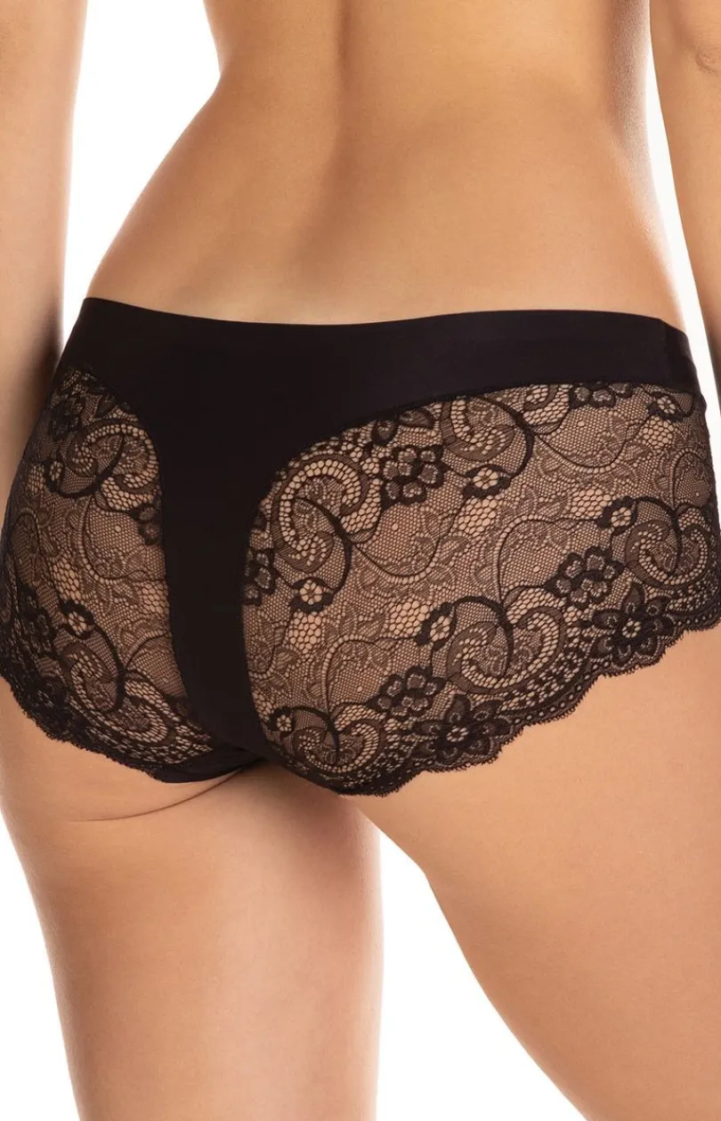 Damskie LAMA Panty Damskie|Figi Koronkowe - zorty dakie z ikrofibry i ażurowej koronki L-POL5007-02