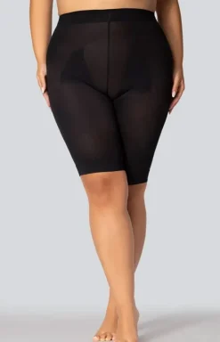 Damskie Mona Queen Size Majtki Z Nogawkami|Panty Damskie - Szorty wyszczuplające ze średnim stanem czarne Smoothwear