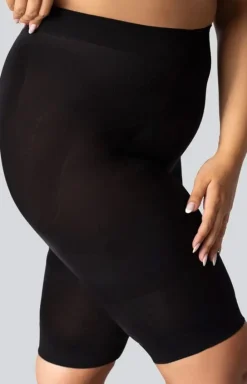 Damskie Mona Queen Size Majtki Z Nogawkami|Panty Damskie - Szorty wyszczuplające ze średnim stanem czarne Smoothwear