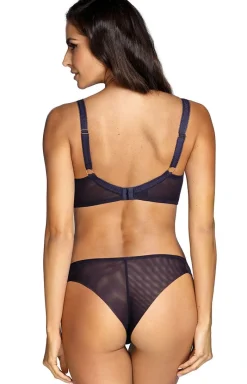 Ewa Bien Biustonosze Semi-Soft - Tamal B150 fioletowy biustonosz semi-soft z kwiecistym haftem