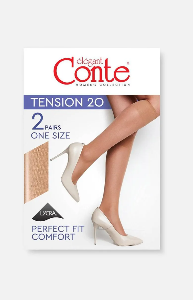 Tension 20 cienkie elastyczne podkolanówki 2-pack