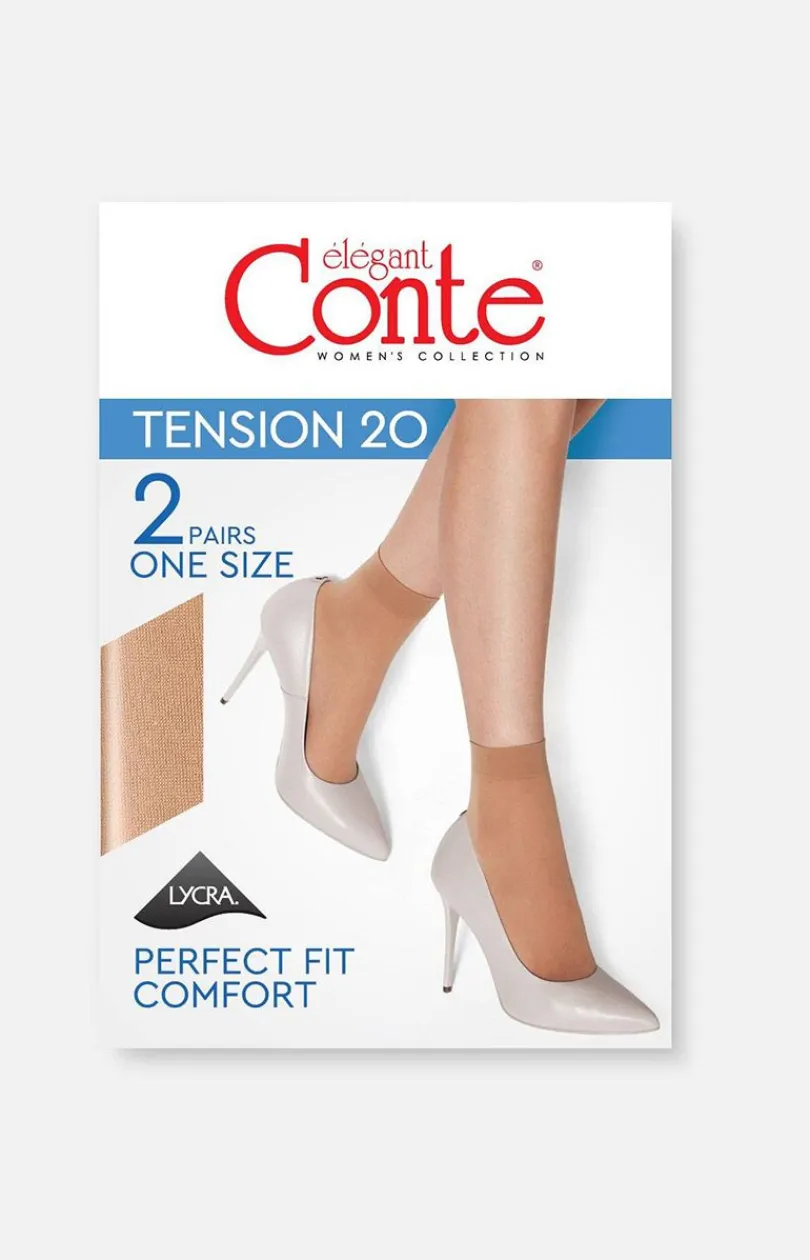 Damskie Conte Skarpetki|Długie Skarpetki - Tension 20 skarpetki z elastyczną gumką 2-pack