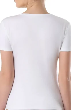 T-shirt damski bawełniany biały krótki rękaw LF 2022
