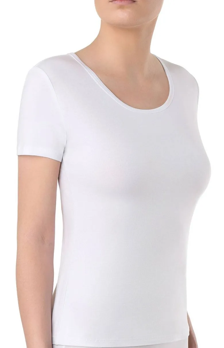 T-shirt damski bawełniany biały krótki rękaw LF 2022