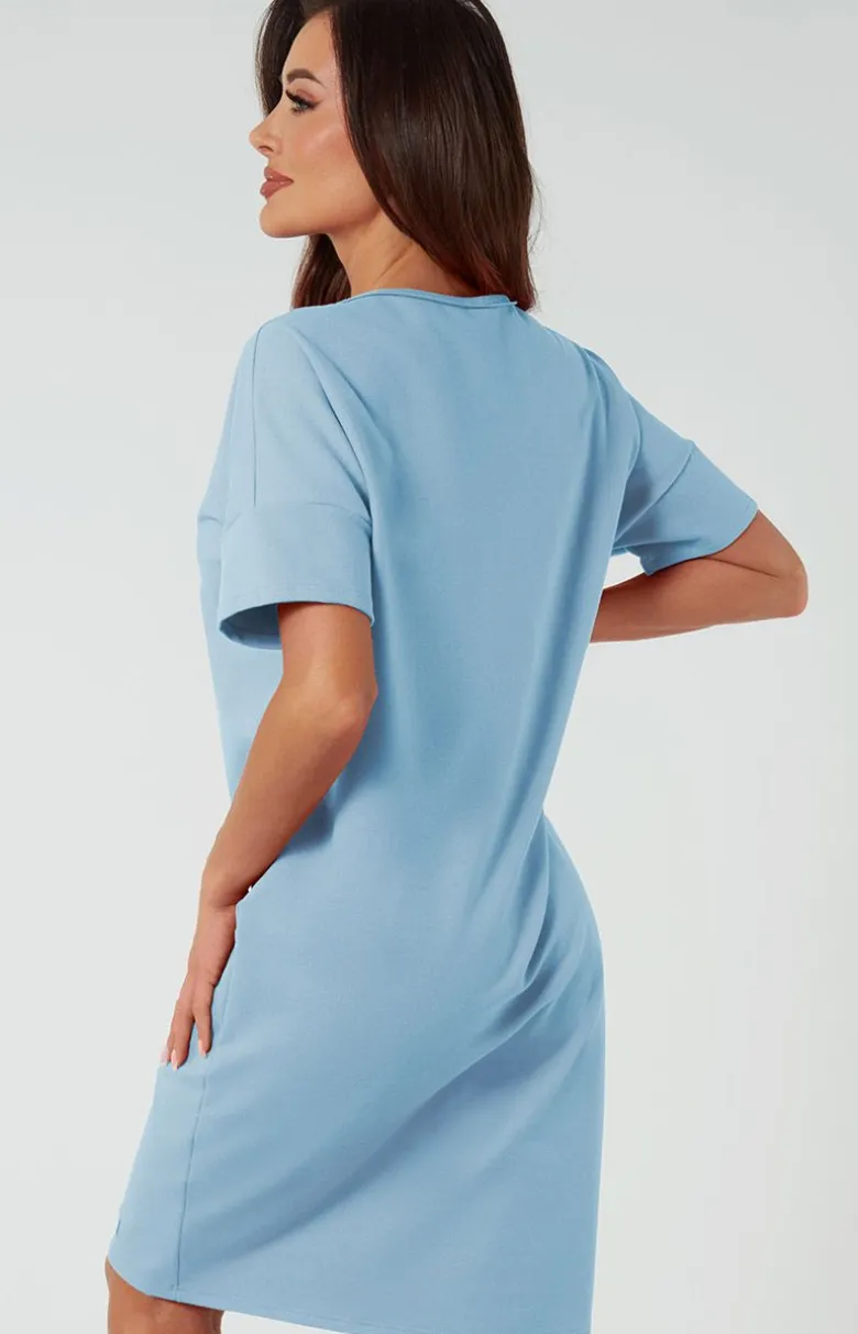 Damskie Italian Fashion Koszula Nocna Bawełniana|Moda - Tunika daka z krótki rękawe tella