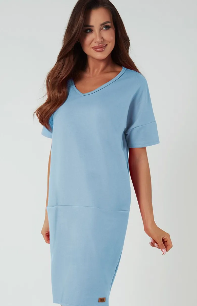 Damskie Italian Fashion Koszula Nocna Bawełniana|Moda - Tunika daka z krótki rękawe tella