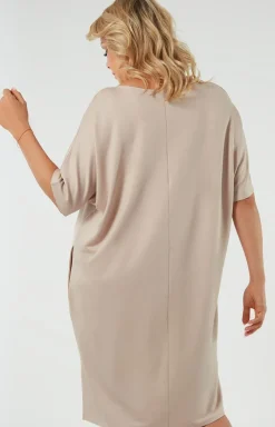 Italian Fashion Moda - Tunika daka z krótki rękawe beżowa oler