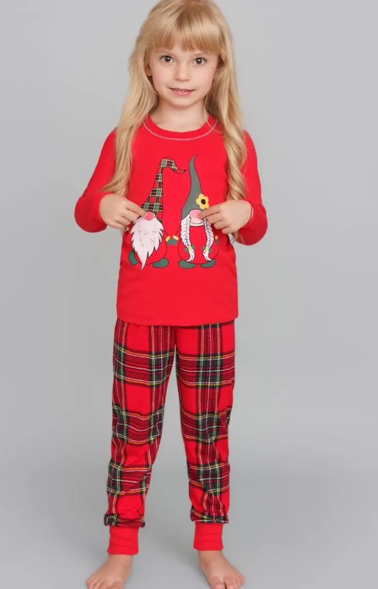 Świąteczna piżama dziewczęca z długim rękawem i długimi nogawkami Santa