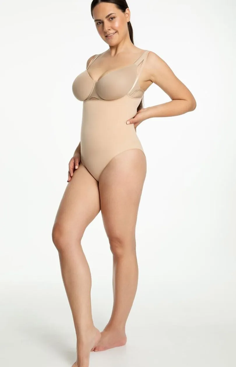 Julimex Body|Bielizna Wyszczuplająca - Wyzczupające body pod biut beżowe 419 eae