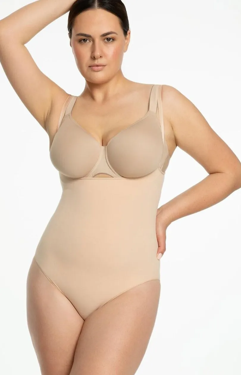 Julimex Body|Bielizna Wyszczuplająca - Wyzczupające body pod biut beżowe 419 eae