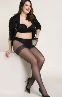 Gabriella Rajstopy W Kropki|Rajstopy We Wzory - Xenia Puntina Plus Size/Code 19 czarne rajstopy w kropki