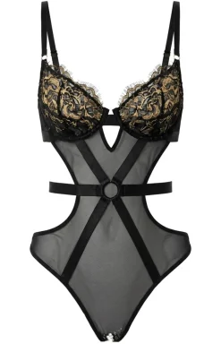 Zmysłowe otwarte body damskie z miseczkami BLACK DREAMS