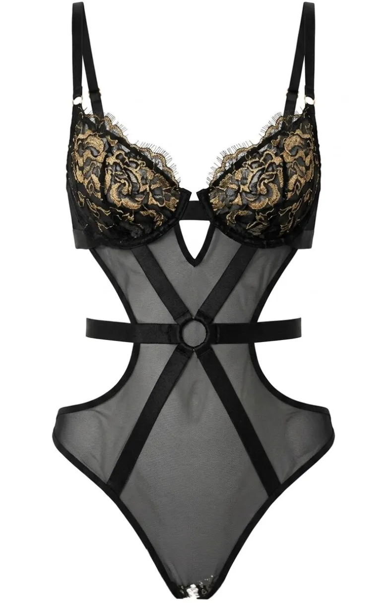 Zmysłowe otwarte body damskie z miseczkami BLACK DREAMS